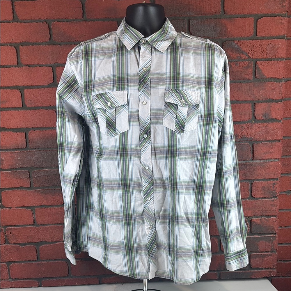 Drill Clothing Co Shirt‎ Mens Medium Checkered Pearl Snap